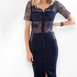 Elegant Navy Lace Dress